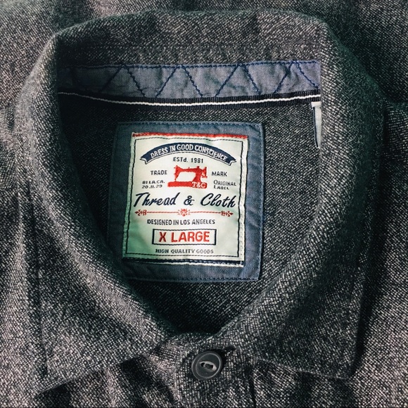 Thread and Cloth XLarge Long Sleeve Button up Shirt Gray Cotton - Picture 4 of 7